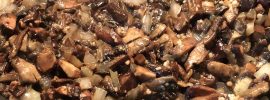 pan of chopped fried mushrooms