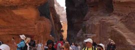 Tourists in the Siq, Petra, Jordan