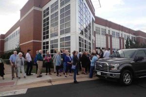 The crowd Waiting outside the Brat/Spanberger Debate