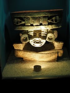 Maya Face Sculpture with fearsome scowl
