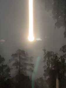 Super Moon as giant white streak due to shaky camera