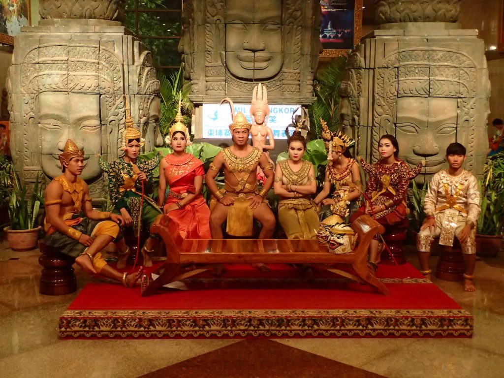 Actors at Angkor Wat in traditional Khmer dress